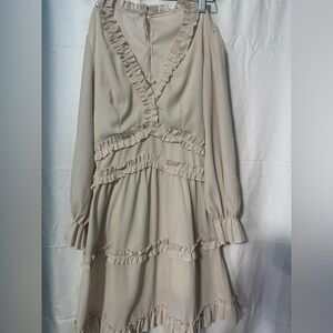 Elegant Country Cream Ruffle Dress